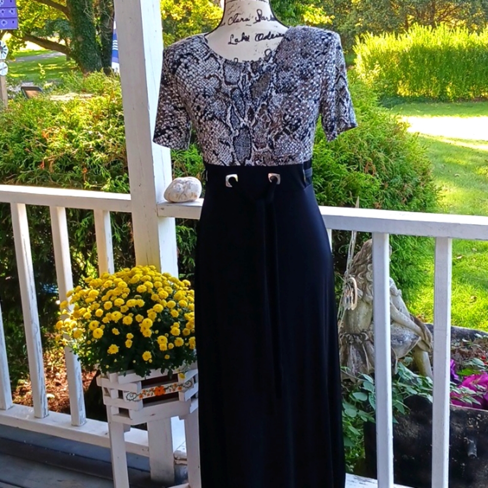 SNAKESKIN Maxi Dress Petite Size 4 MOLLY MALLOY PETITE